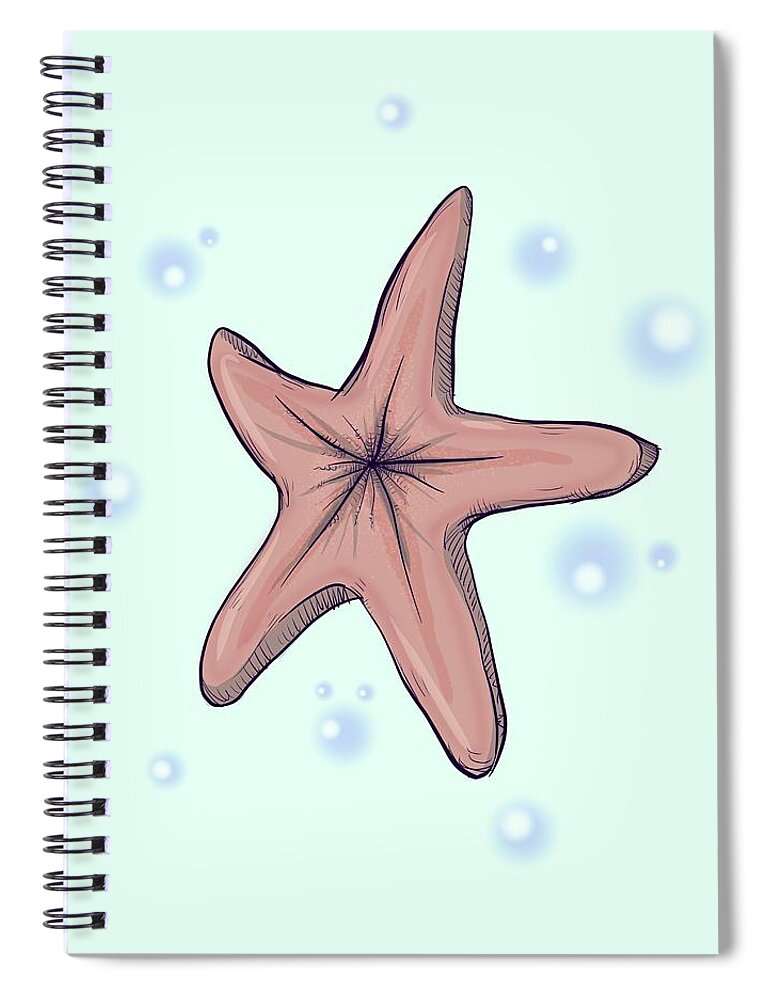 Butt Spiral Notebook featuring the drawing Chocolate Starfish #1 by Ludwig Van Bacon