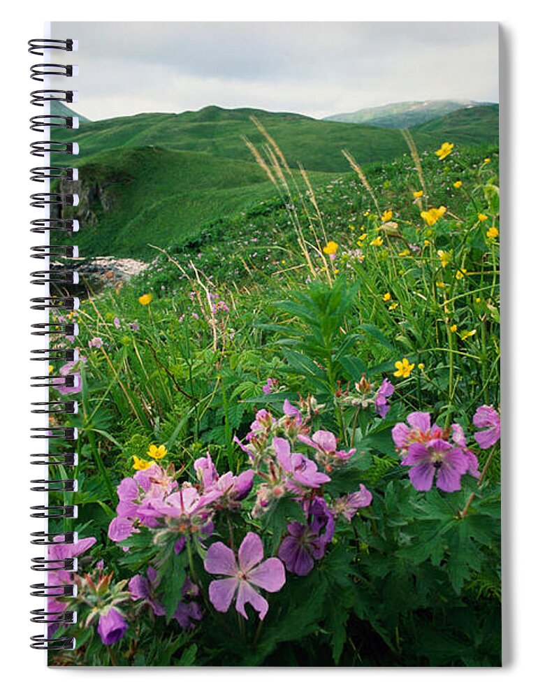Scenics Spiral Notebook featuring the photograph Coastal Paintbrush And Wild Geranium #1 by Art Wolfe