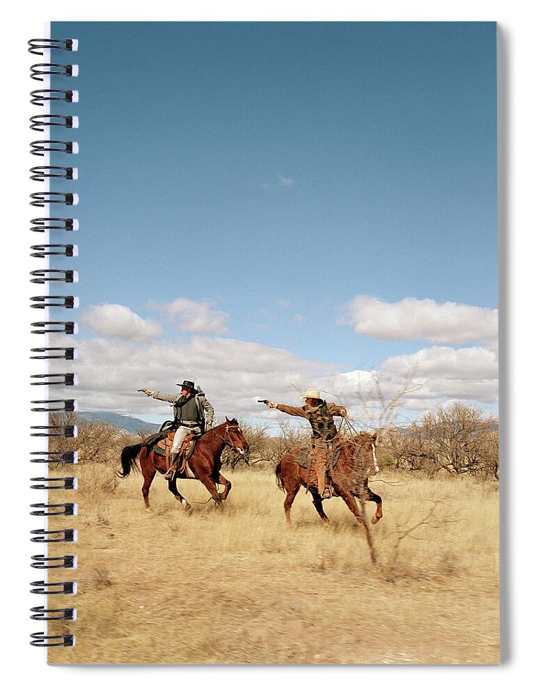 Horse Spiral Notebook featuring the photograph Cowboys Riding On Horses #1 by Matthias Clamer