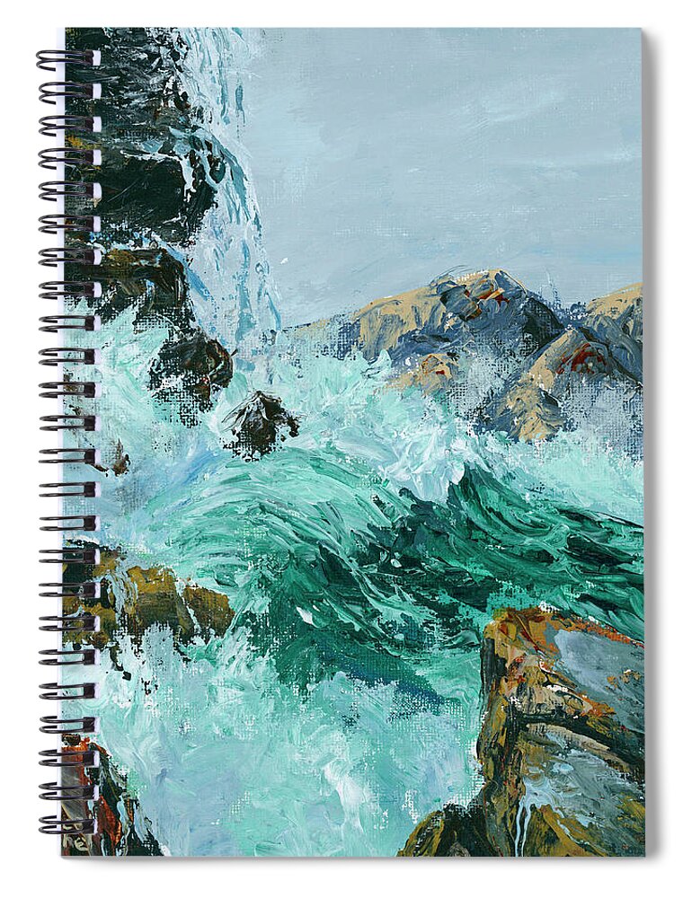 Seascape Spiral Notebook featuring the painting Dancing With Waves by Darice Machel McGuire