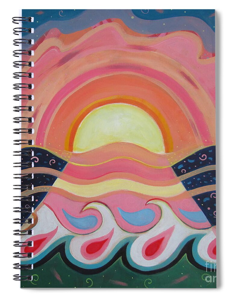 Creating Unity By Helena Tiainen Spiral Notebook featuring the painting Creating Unity by Helena Tiainen