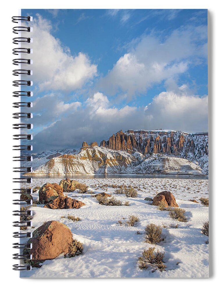 00567610 Spiral Notebook featuring the photograph Dillon Pinnacles In Winter, Curecanti National Recreation Area, Colorado #1 by Tim Fitzharris