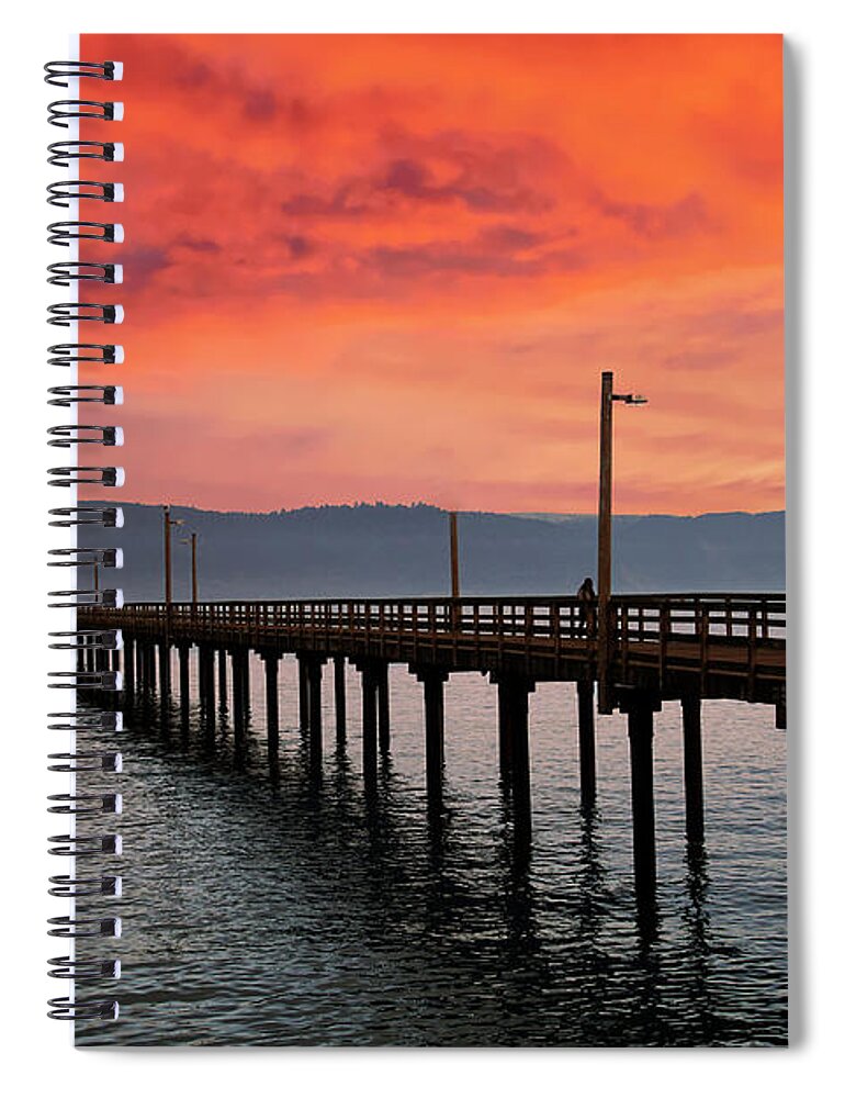 Battery Spiral Notebook featuring the photograph Dock extends out into the harbor of Crescent City #2 by Steve Estvanik