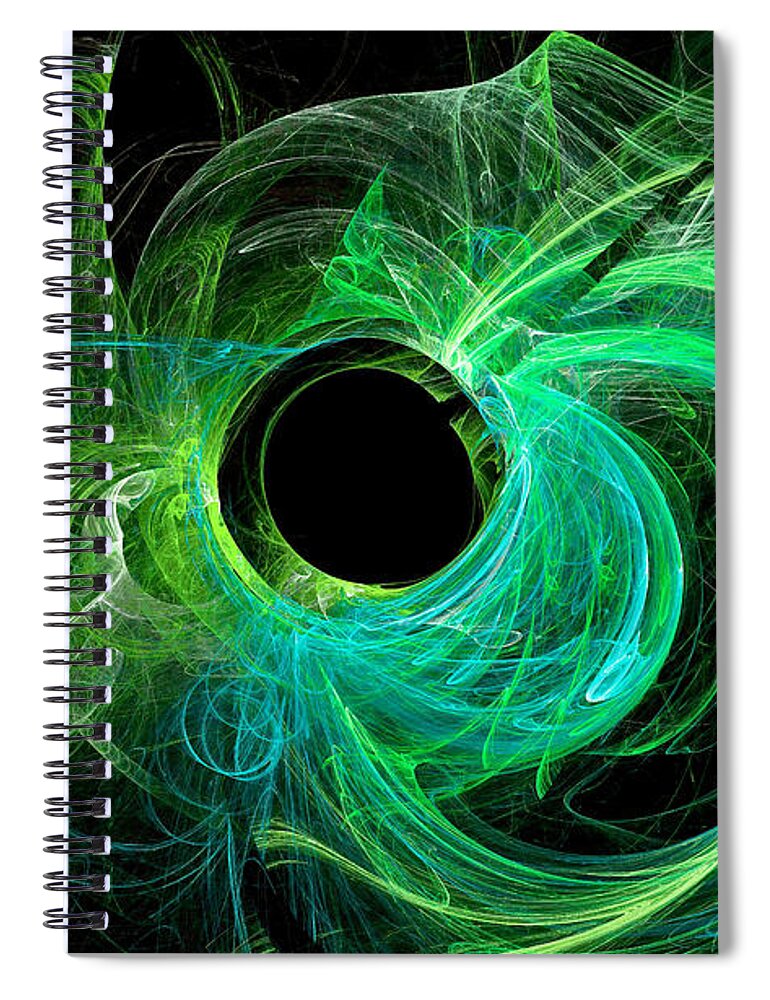 Space Spiral Notebook featuring the digital art Dynamic Universe Abstract Art Green #1 by Don Northup
