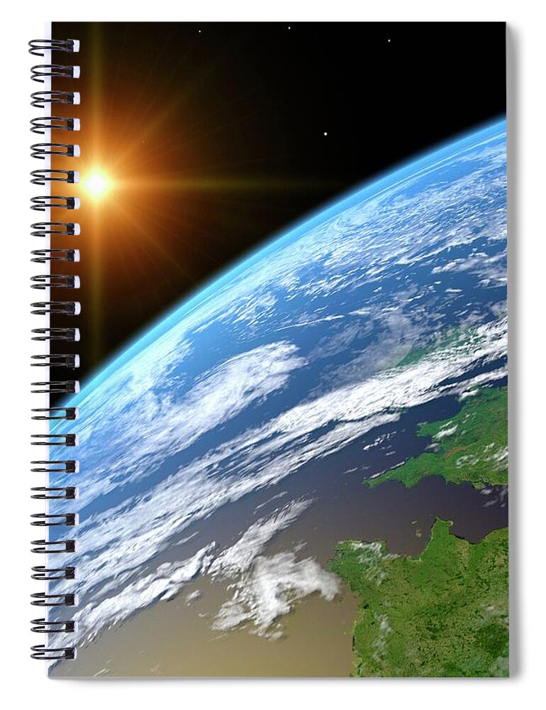 Color Image Spiral Notebook featuring the digital art Earth, Artwork #1 by Science Photo Library - Roger Harris.