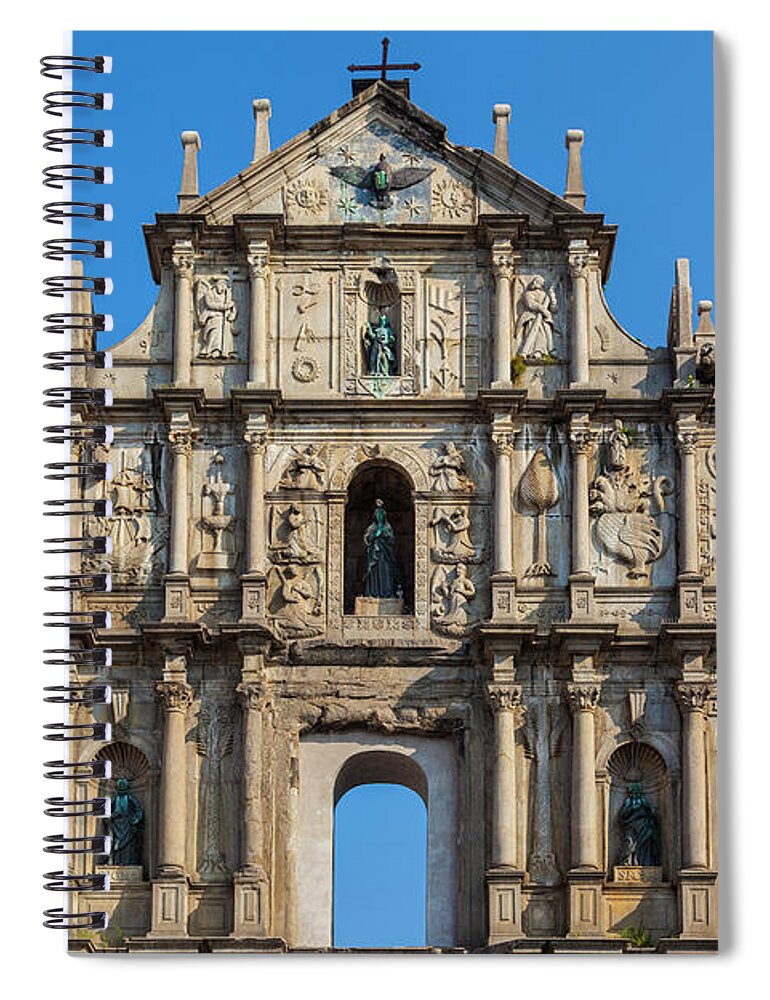 Chinese Culture Spiral Notebook featuring the photograph Facade Of St. Pauls Cathedrail, Macau #1 by Stuart Dee