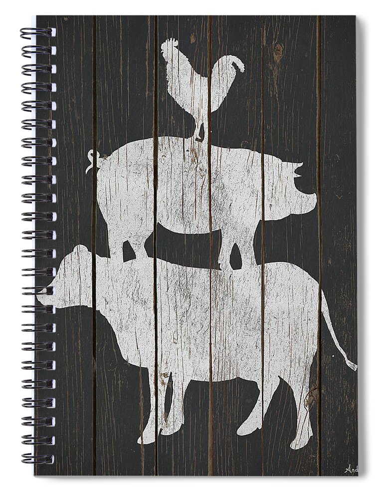Farm Spiral Notebook featuring the mixed media Farm Stack #1 by Andi Metz