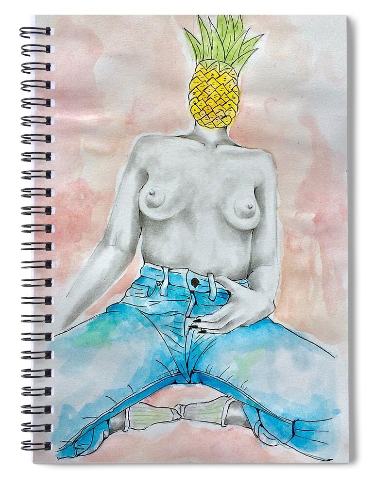 Eroticart Erotic Loveart Buyart Artist Spiral Notebook featuring the painting Fineapple #1 by Fineapple Apple