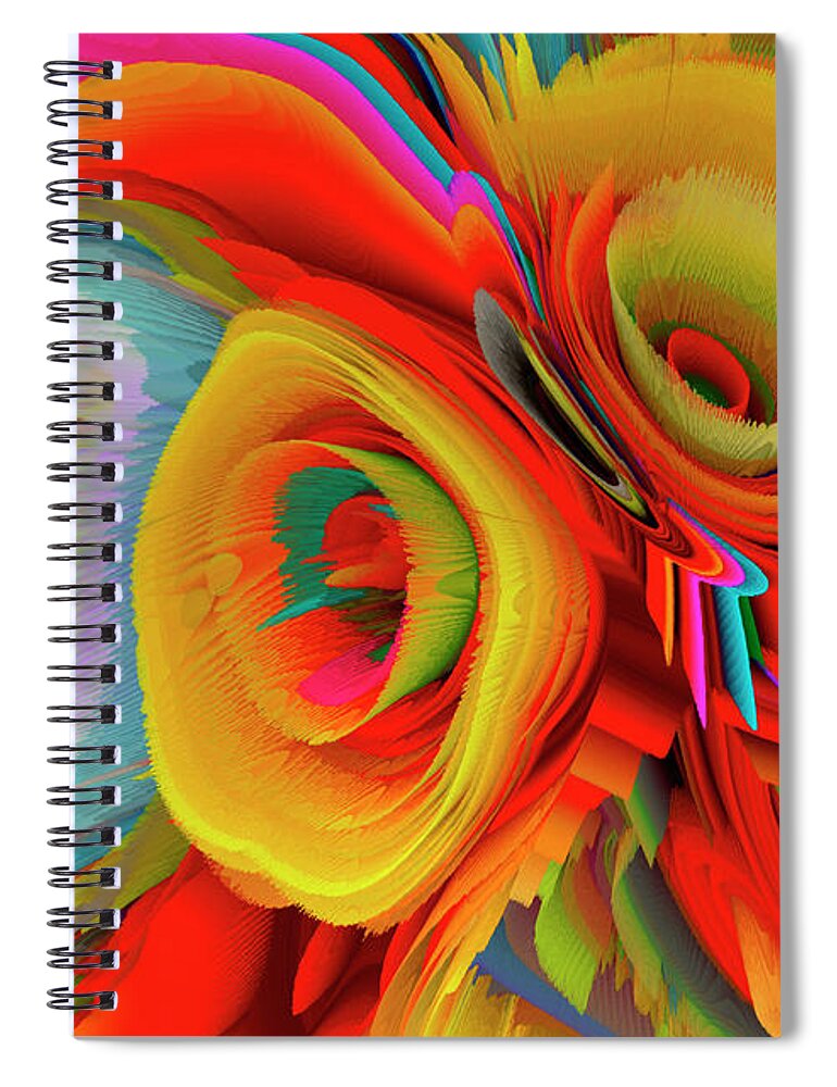 Bouquet Of Flowers Spiral Notebook featuring the mixed media A Flower In Rainbow Colors Or A Rainbow In The Shape Of A Flower 12 by Elena Gantchikova