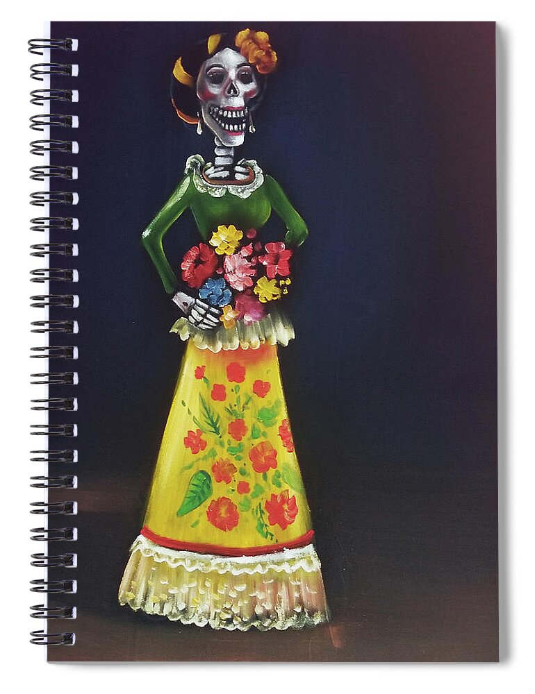 Frida Kahlo Calavera Skull Coco Movie Catrina Dia Muertos Oil paint Velvet  SA188 Spiral Notebook by Santos - Pixels