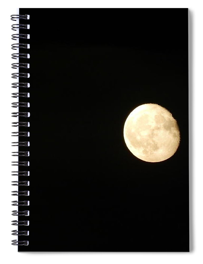 Moon Spiral Notebook featuring the photograph Full moon at night in the city shining bright by Oleg Prokopenko