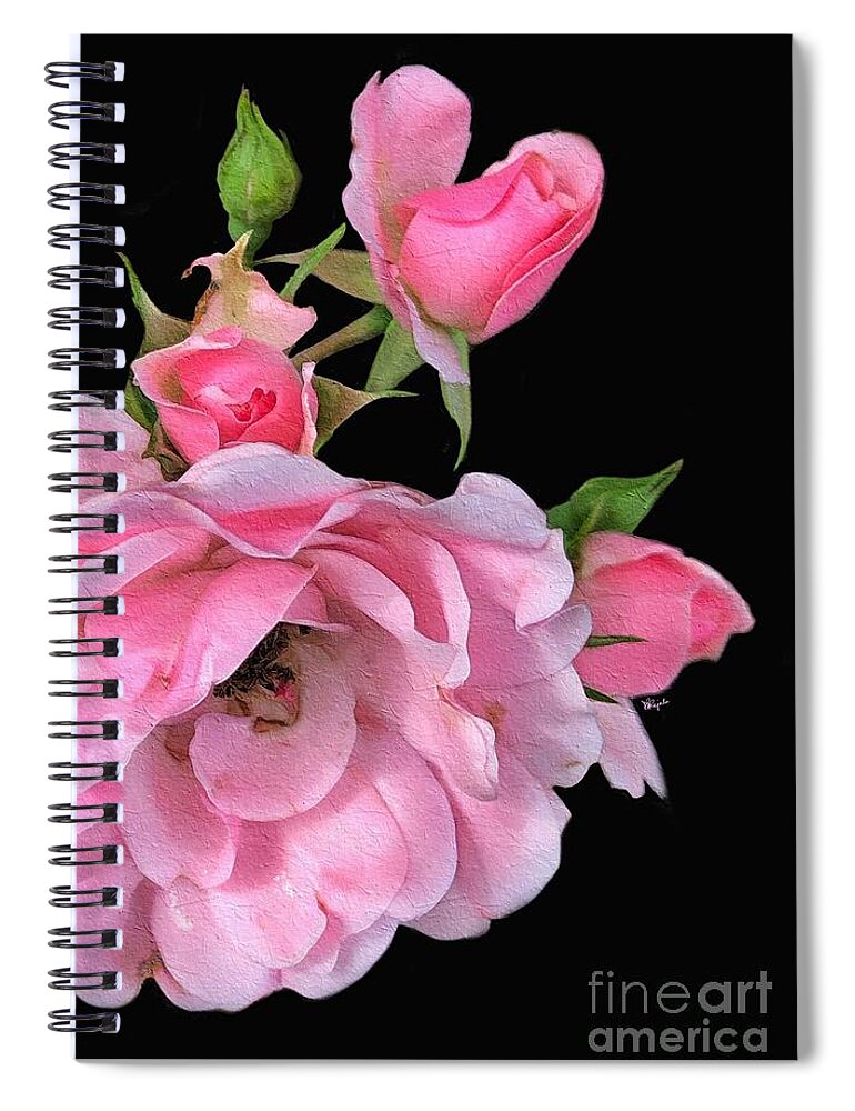 Rose Spiral Notebook featuring the digital art Pink Garden Roses 2 by Diana Rajala