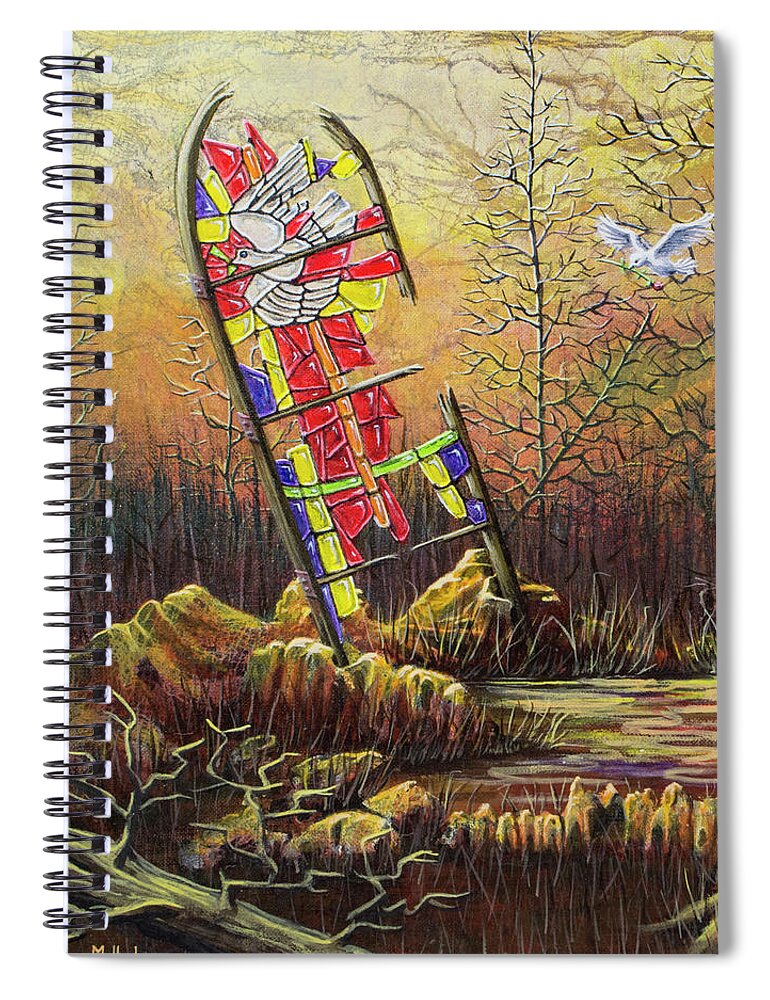 Apocrypha Spiral Notebook featuring the painting Glass Dove #1 by Jack Malloch