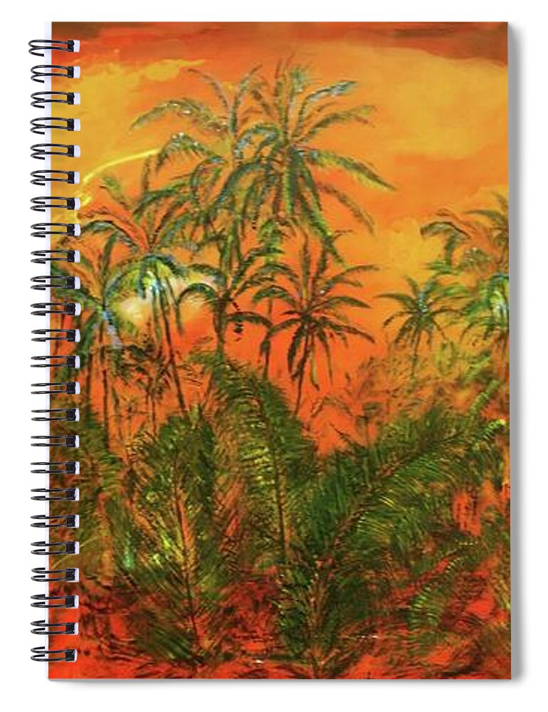 Pomakai Street Spiral Notebook featuring the painting Golden Night #1 by Michael Silbaugh