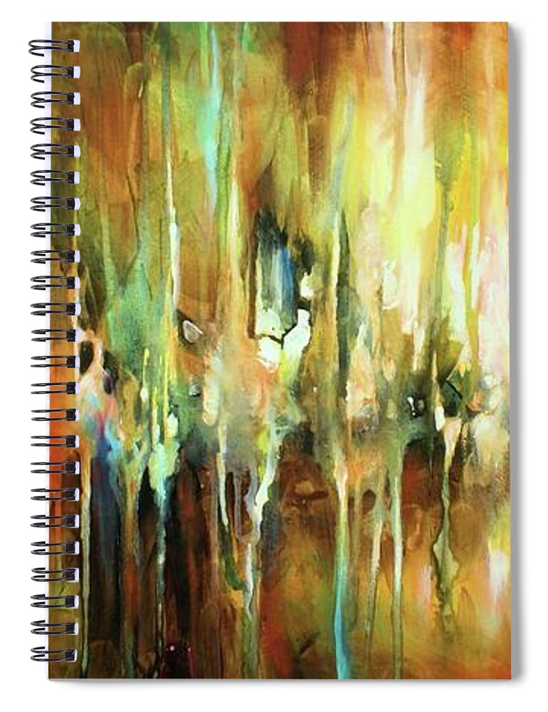 Abstract Spiral Notebook featuring the painting Gravity by Michael Lang