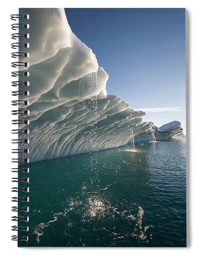 Melting Spiral Notebook featuring the photograph Greenland, Ilulissat, Melting Water #1 by Paul Souders