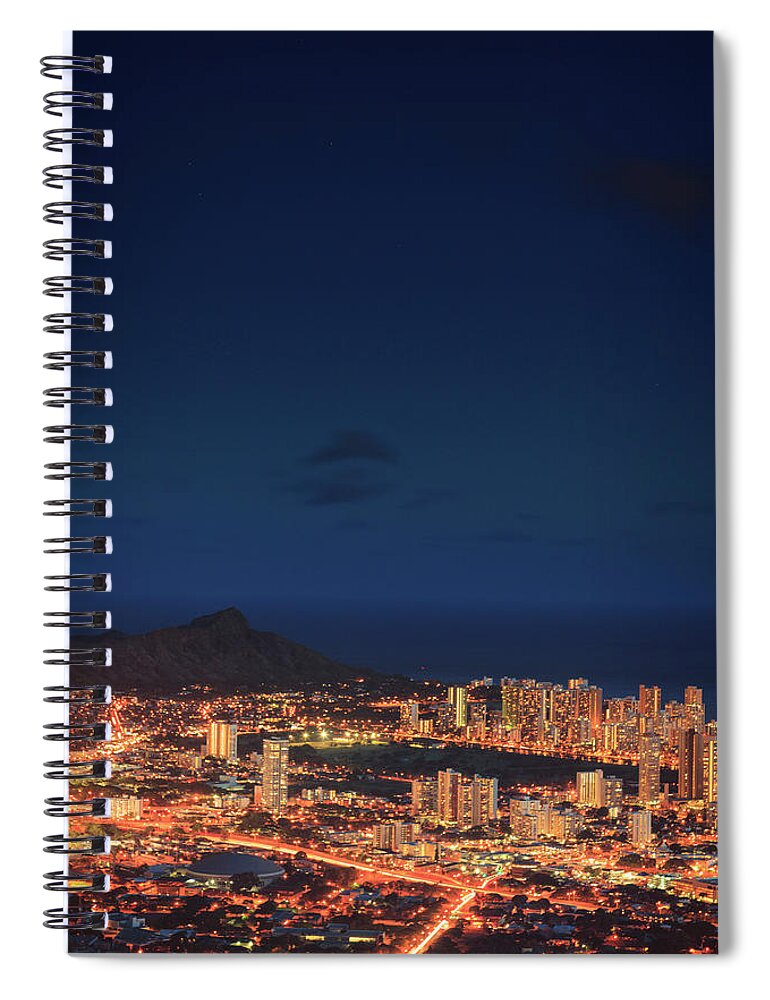 Honolulu Spiral Notebook featuring the photograph Hawaii, Oahu, Honolulu Skyline #1 by Michele Falzone