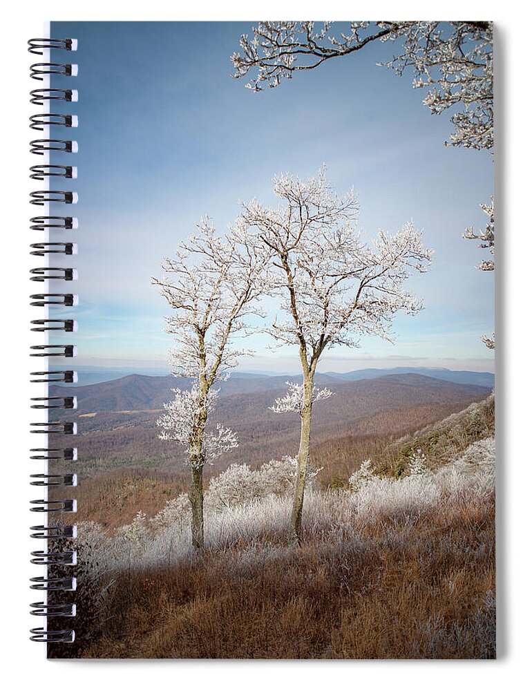 Blue Ridge Spiral Notebook featuring the photograph Hoarfrost Gathers #1 by Mark Duehmig