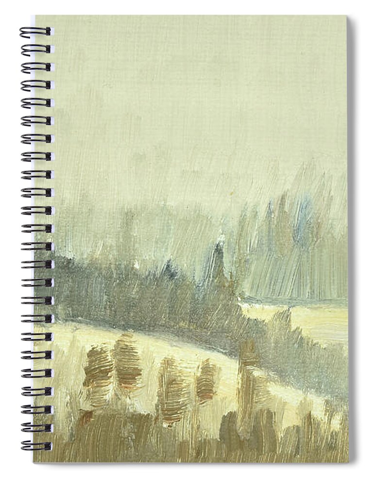 Dimma Spiral Notebook featuring the painting Hoestdimma oever Saelen Autumn mist over Saelen 4 of 5_50x70 cm by Marica Ohlsson