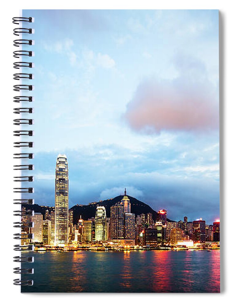 Chinese Culture Spiral Notebook featuring the photograph Hong Kong At Sunset #1 by Laoshi
