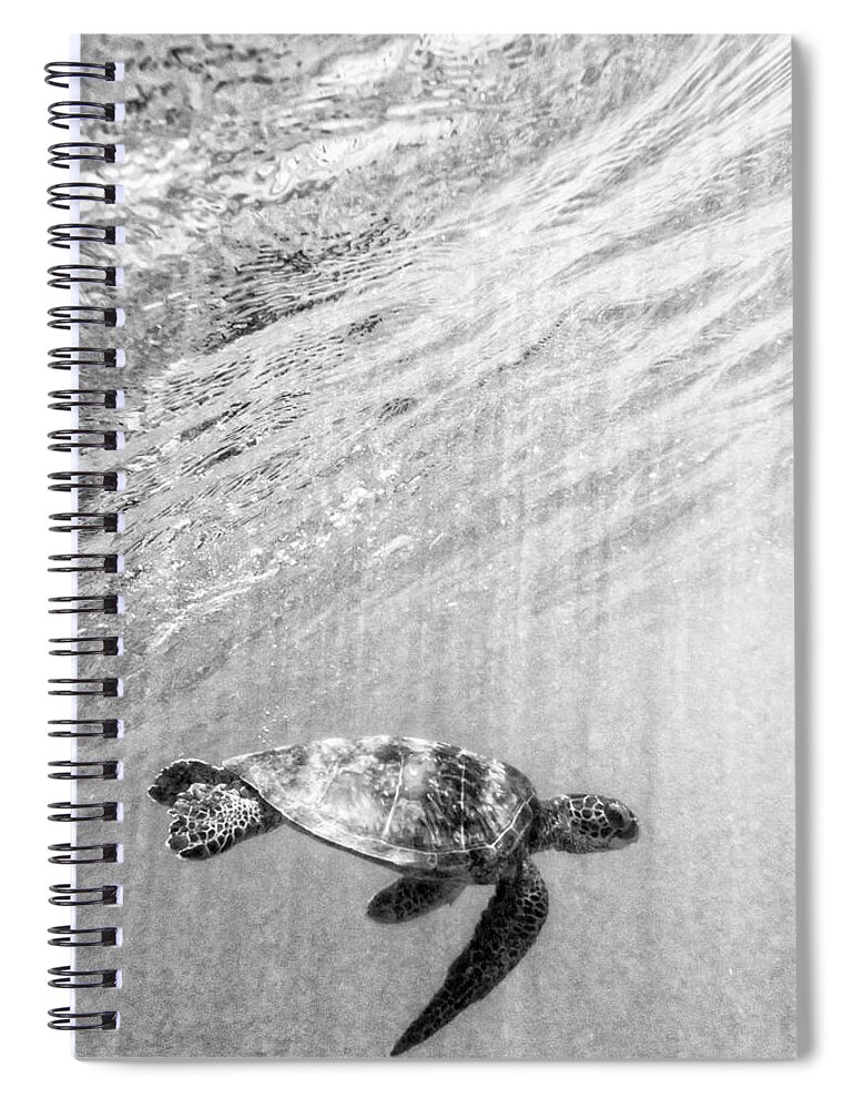 Honu Spiral Notebook featuring the photograph Black and White Honu by Christopher Johnson