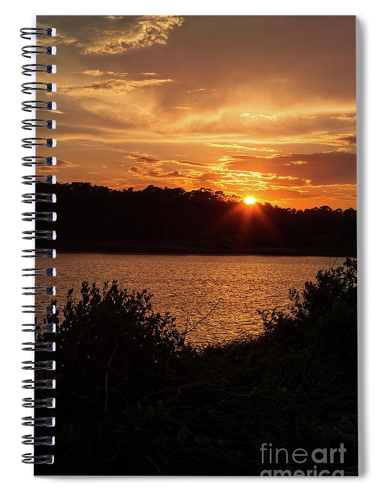 Orange Spiral Notebook featuring the photograph Huntington Sunset #1 by Kathy Strauss