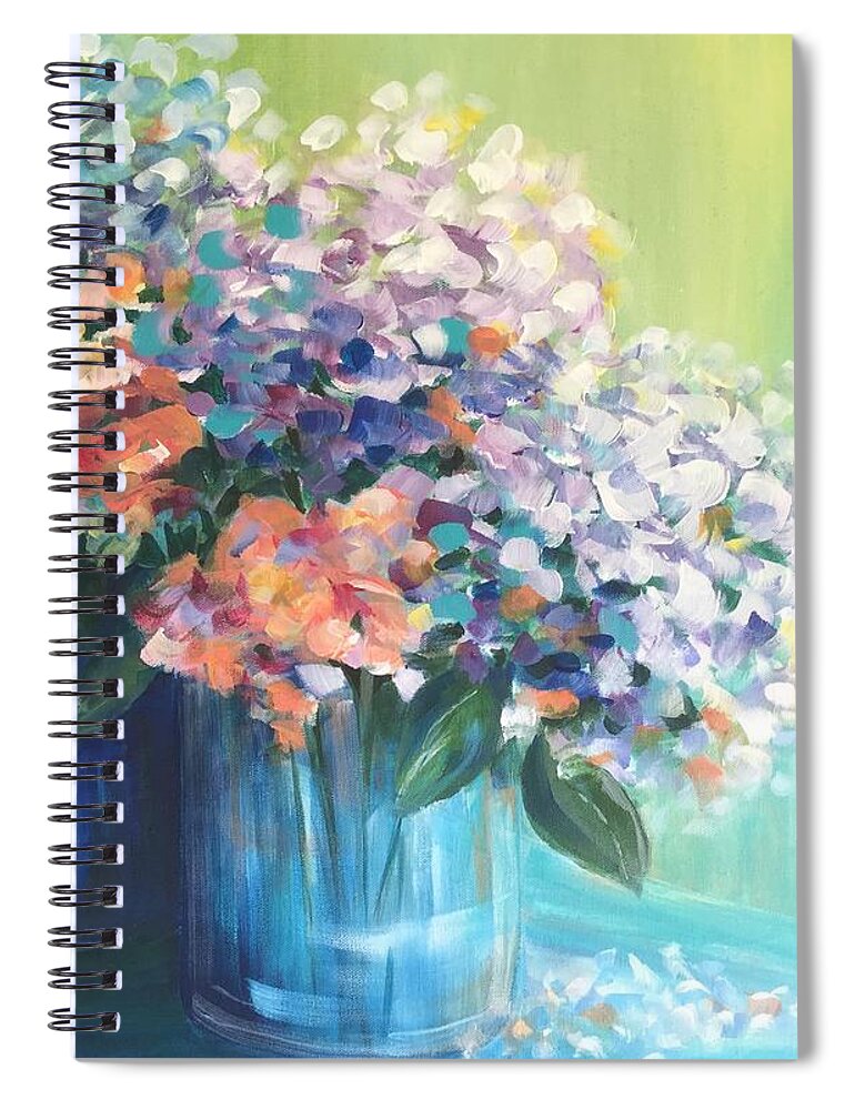 Hydrangeas Spiral Notebook featuring the painting Hydrangeas #1 by Lael Rutherford
