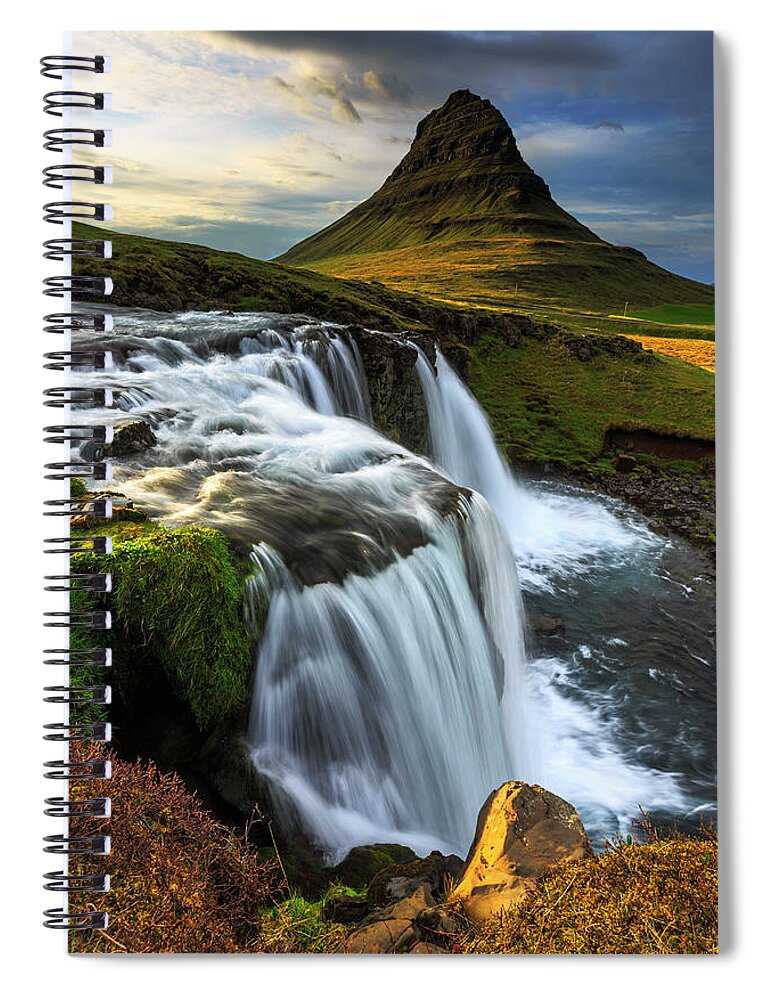 Estock Spiral Notebook featuring the digital art Iceland, West Iceland, Vesturland, Kirkjufell Mountain #1 by Maurizio Rellini