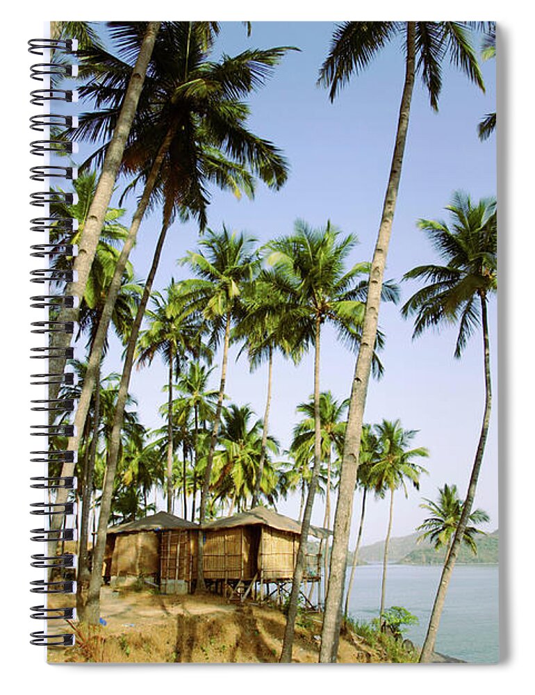 Scenics Spiral Notebook featuring the photograph India, Goa, Beach Huts On Palolem Beach #1 by Sydney James