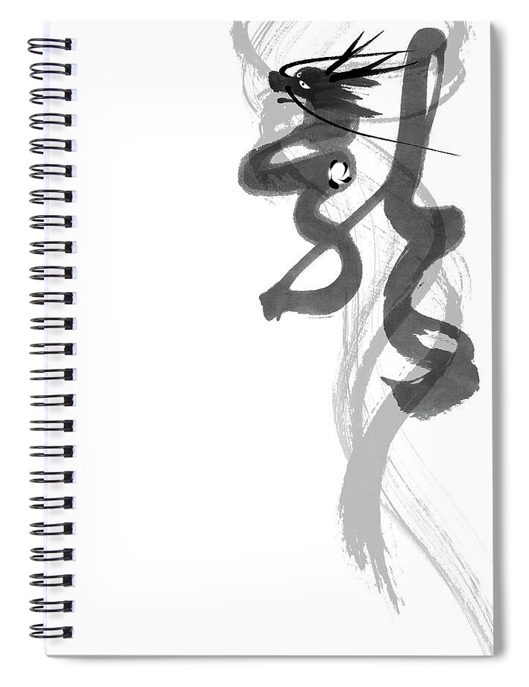 Chinese Culture Spiral Notebook featuring the digital art Japanese Script Dragon Turned Into A #1 by Norio Sato/a.collectionrf