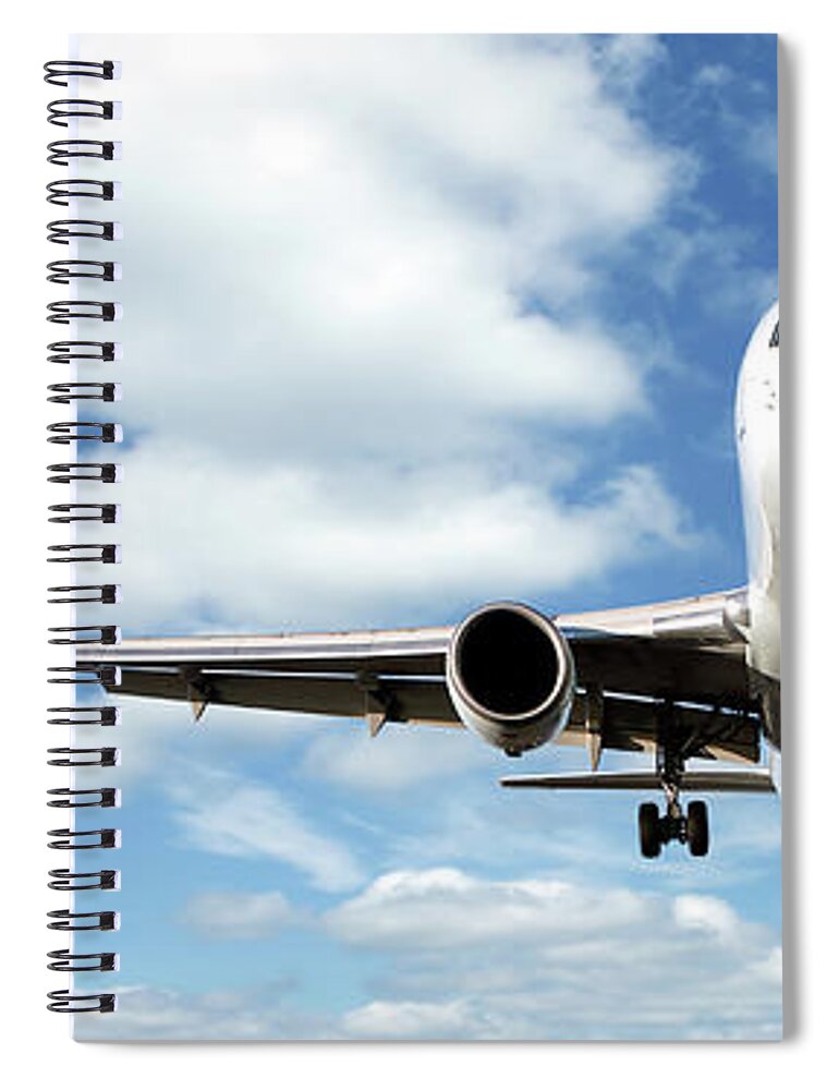 Freight Transportation Spiral Notebook featuring the photograph Jet Airplane Landing #1 by Sharply done