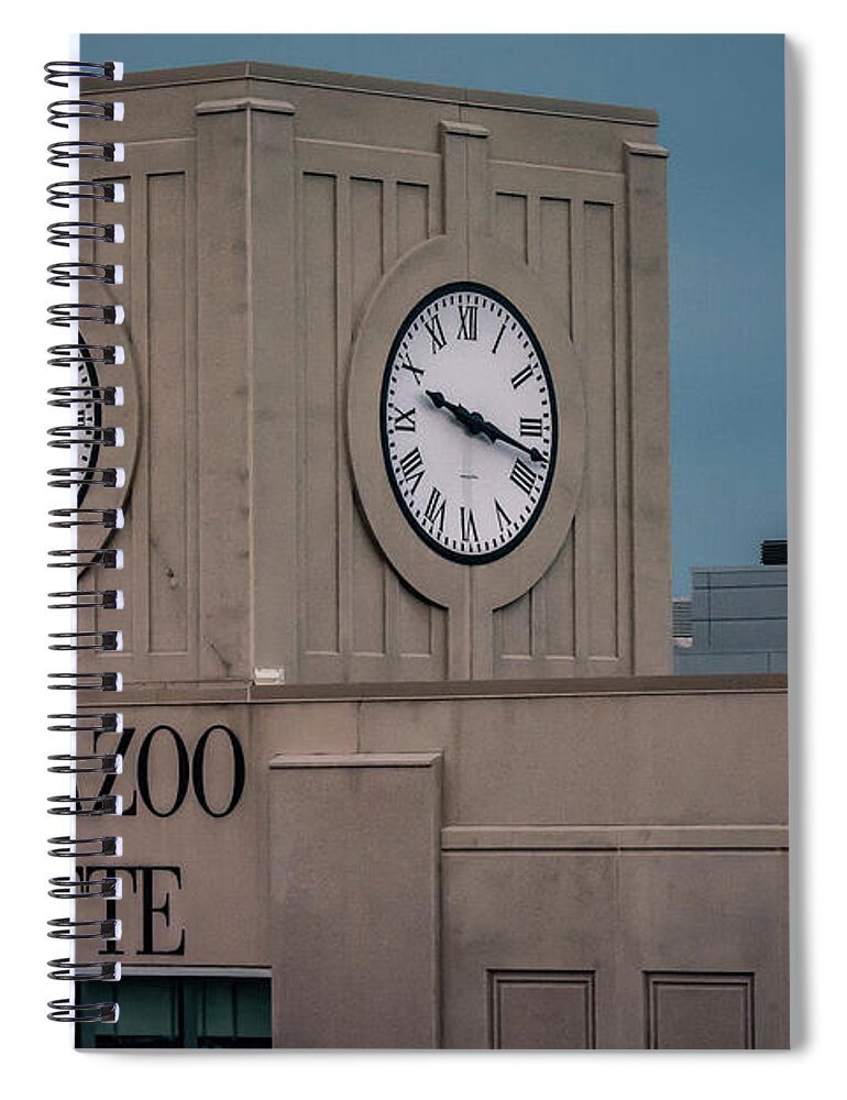Gazette Spiral Notebook featuring the photograph Kalamazoo Gazette Clock Tower #1 by William Christiansen