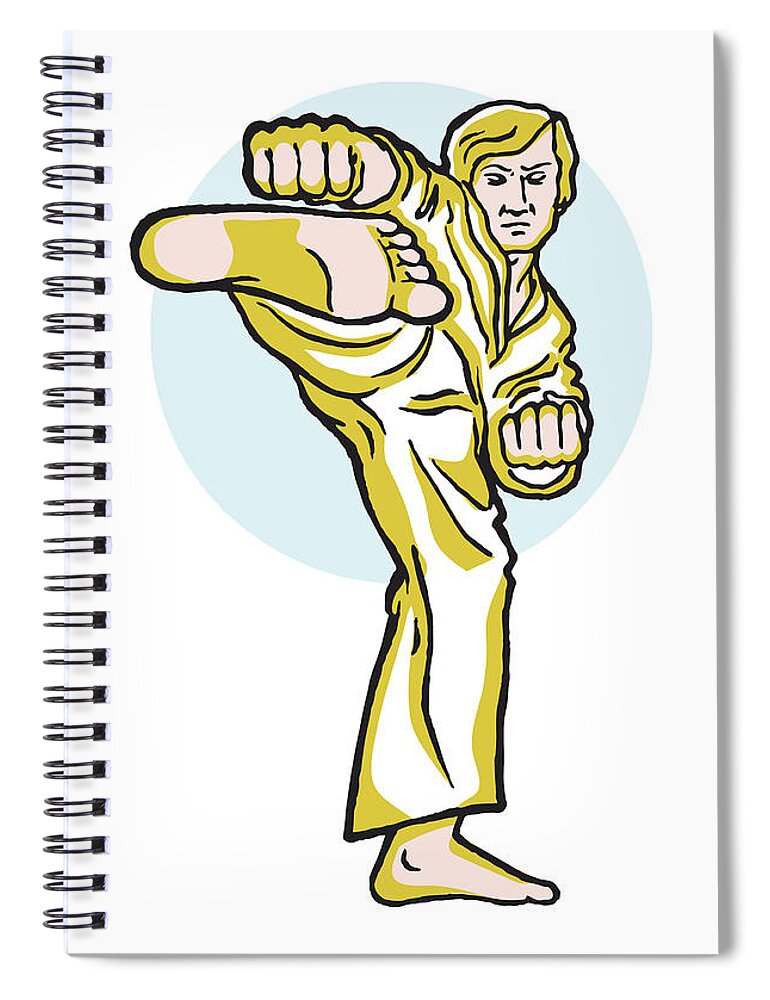Action Spiral Notebook featuring the drawing Kick at Ya #1 by CSA Images