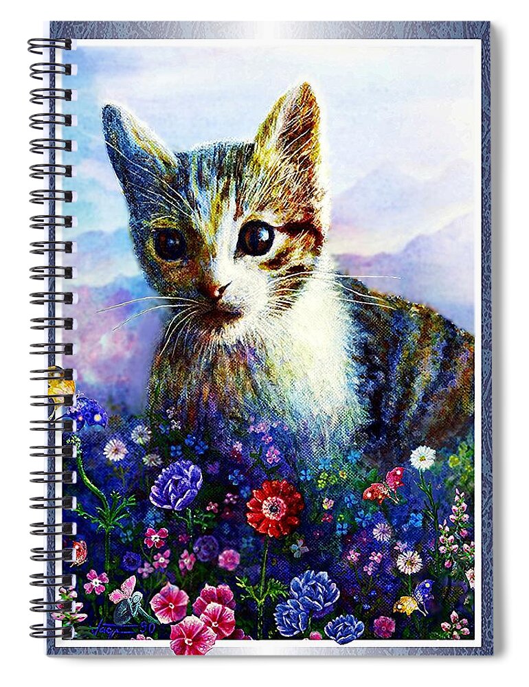 Kitten Spiral Notebook featuring the painting Kitten #2 by Hartmut Jager