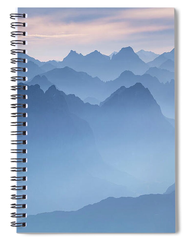 Scenics Spiral Notebook featuring the photograph Lechtal Panorama From Mt. Zugspitze - #1 by Wingmar