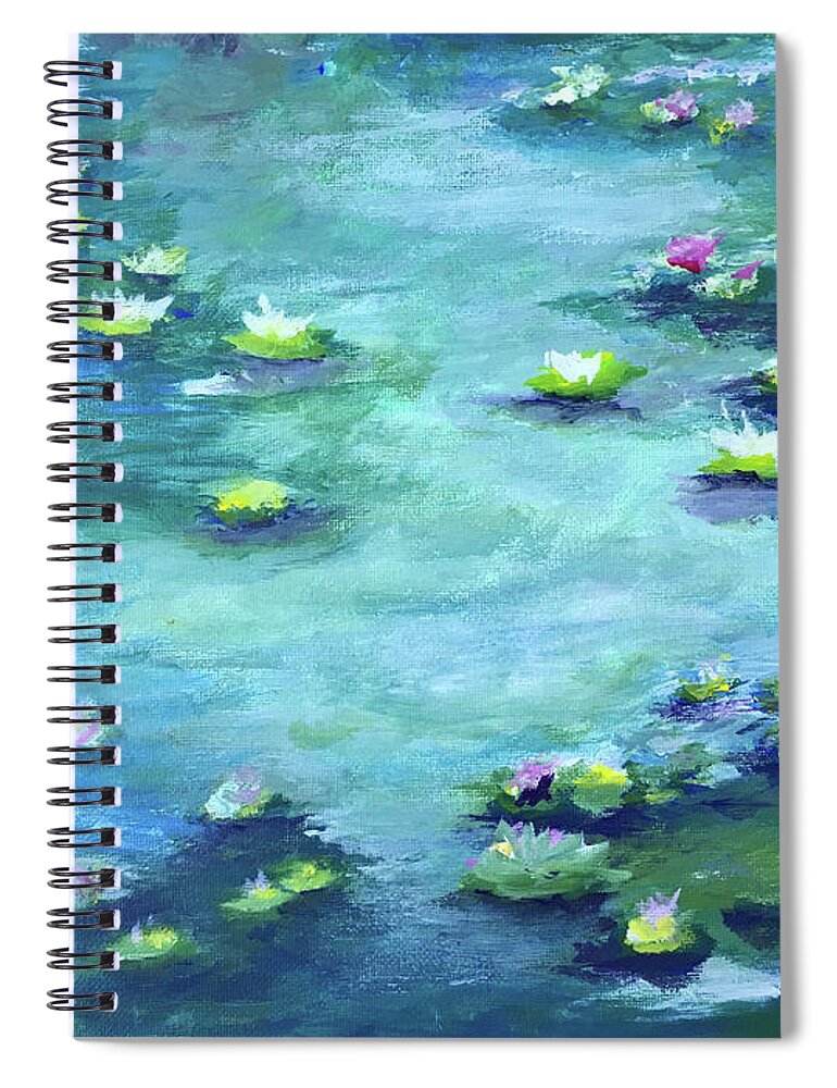 Water Lilies Spiral Notebook featuring the painting Lily Pond by Roxy Rich