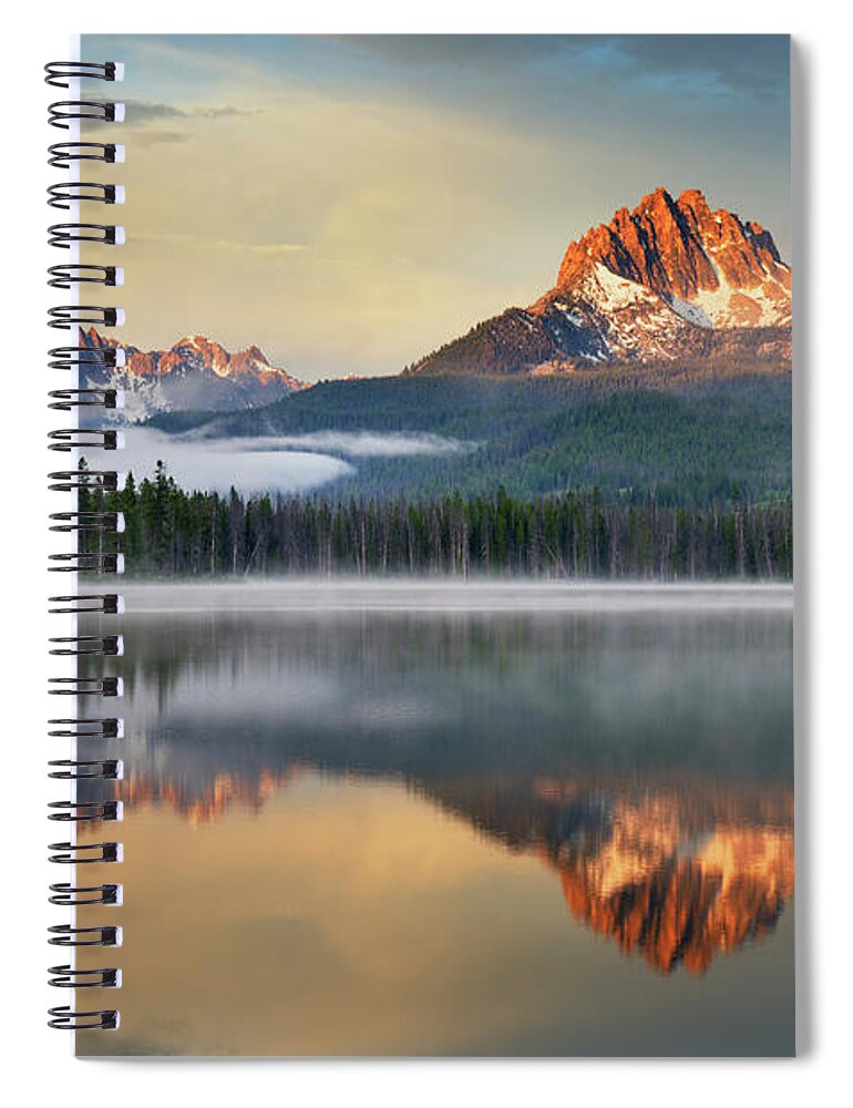 #faatoppicks Spiral Notebook featuring the photograph Little Redfish Lake, Sawtooth Mountains #1 by Alan Majchrowicz