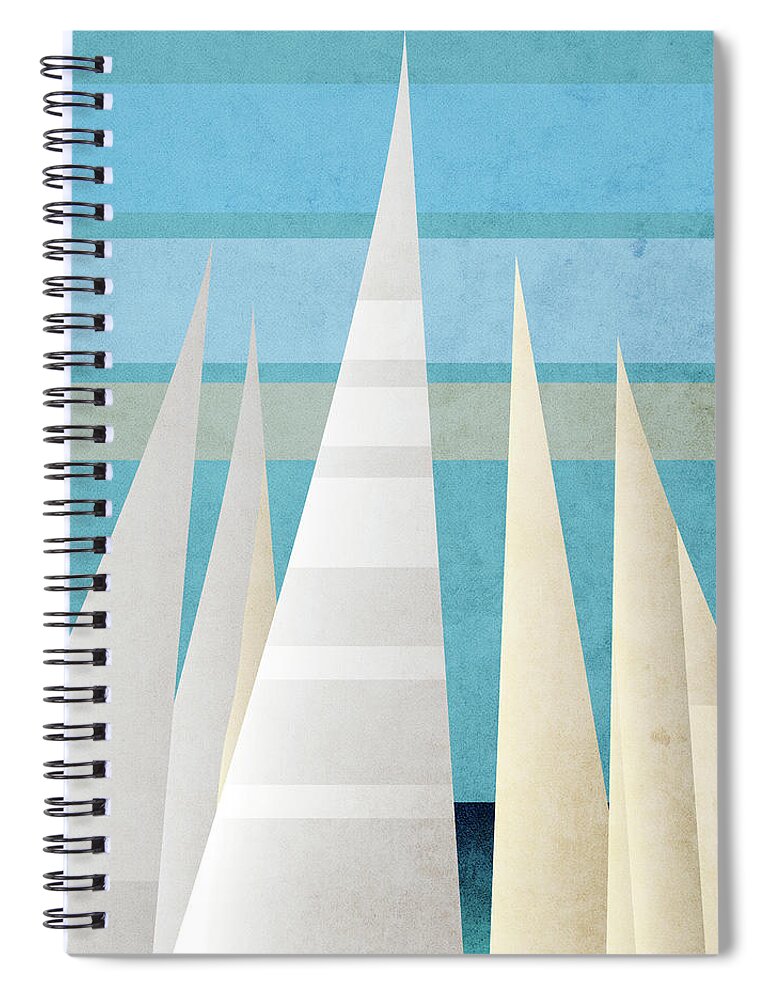 Main Spiral Notebook featuring the painting Main Sail Harbor IIi #1 by Dan Meneely