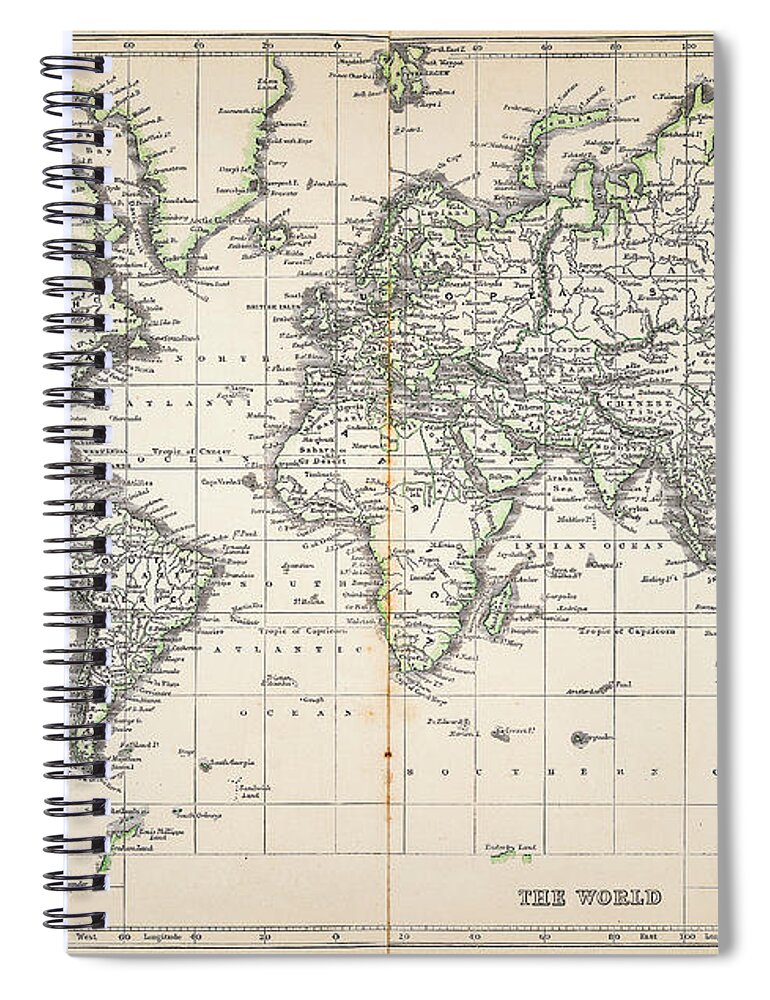 Globe Spiral Notebook featuring the digital art Map Of The World 1855 #1 by Thepalmer