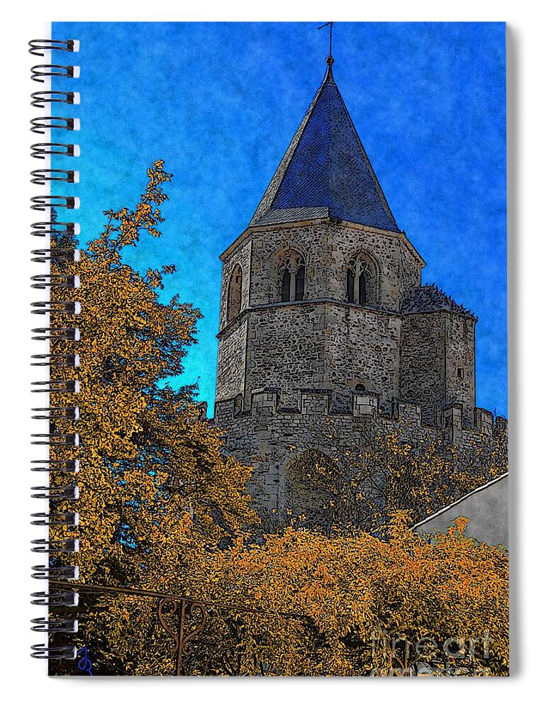 Angel Spiral Notebook featuring the digital art Medieval Bell Tower 6 by Jean Bernard Roussilhe