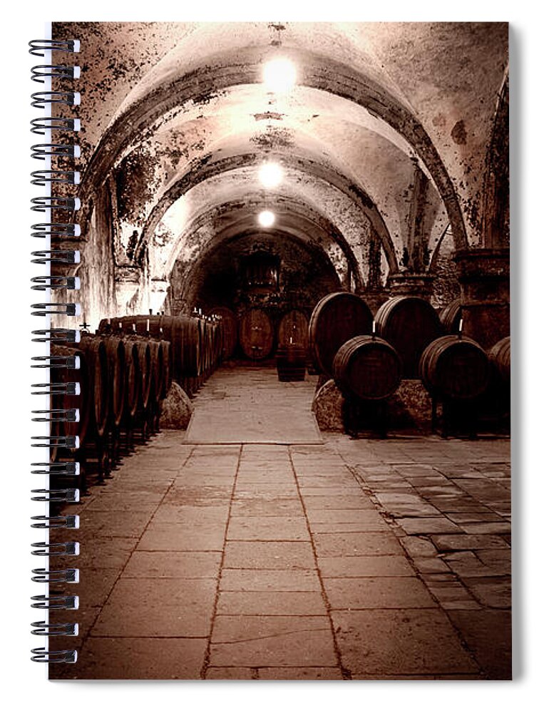 Arch Spiral Notebook featuring the photograph Medieval Wine Cellar #1 by Ollo