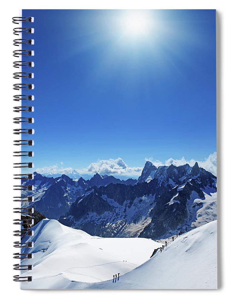 Recreational Pursuit Spiral Notebook featuring the photograph Mountain Climbers In The Mont Blanc Area #1 by Mammuth