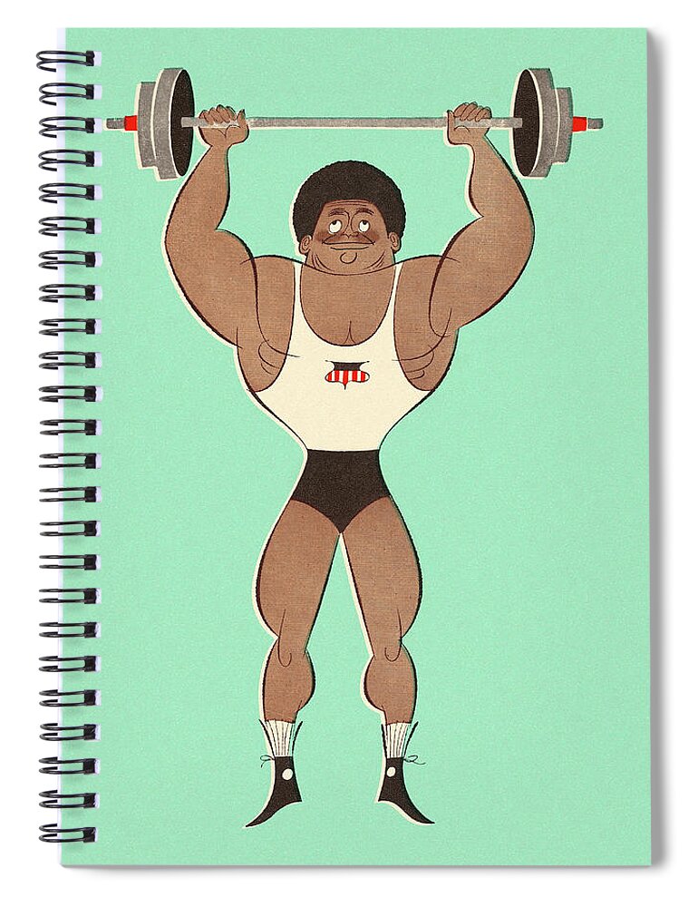 Adult Spiral Notebook featuring the drawing Muscular Man Lifting Weights #1 by CSA Images
