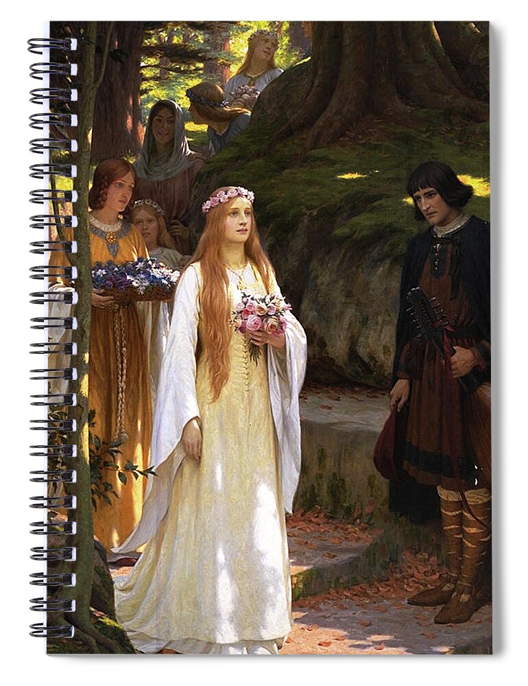 My Fair Lady Spiral Notebook featuring the painting My Fair Lady by Edmund Leighton by Rolando Burbon