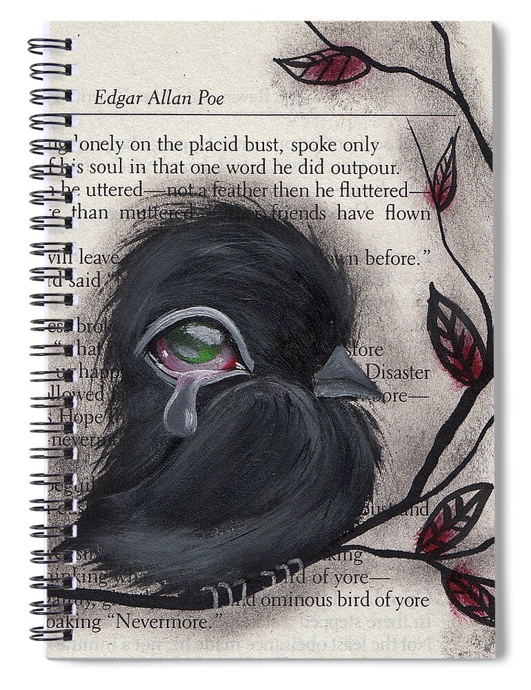 Raven Spiral Notebook featuring the painting Nevermore by Abril Andrade