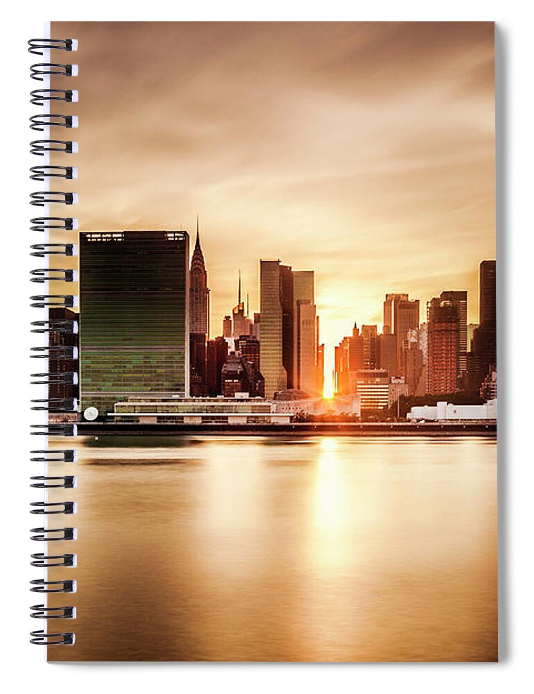 Estock Spiral Notebook featuring the digital art New York City, Queens, City Skyline #1 by Antonino Bartuccio