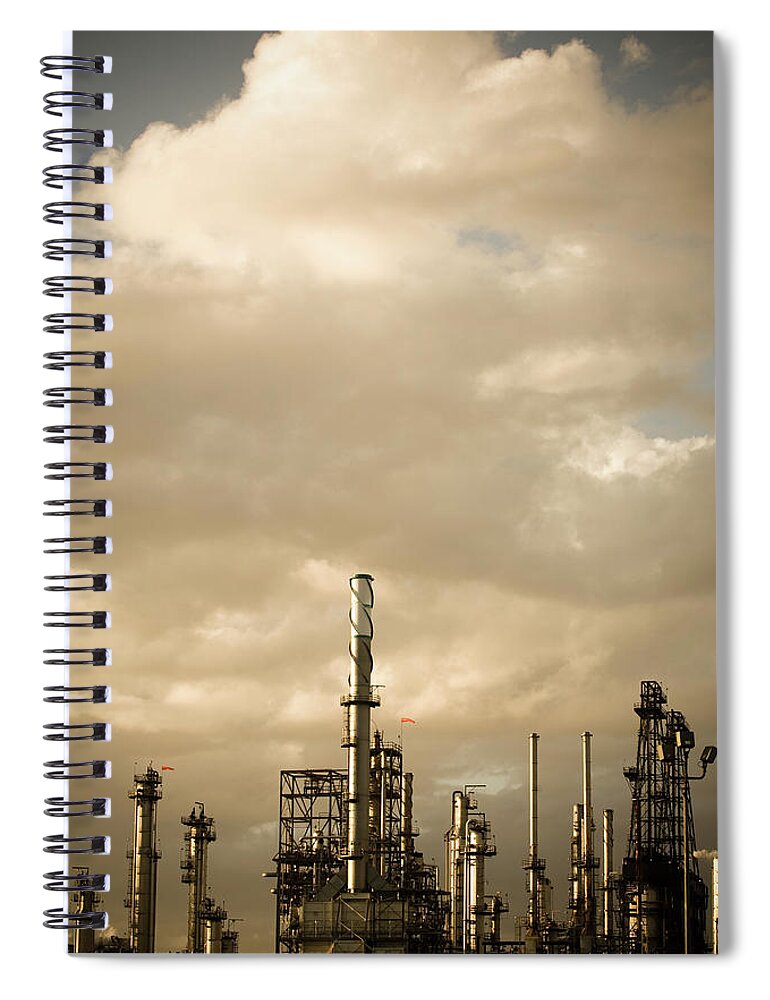 Air Pollution Spiral Notebook featuring the photograph Oil Refinery #1 by Halbergman