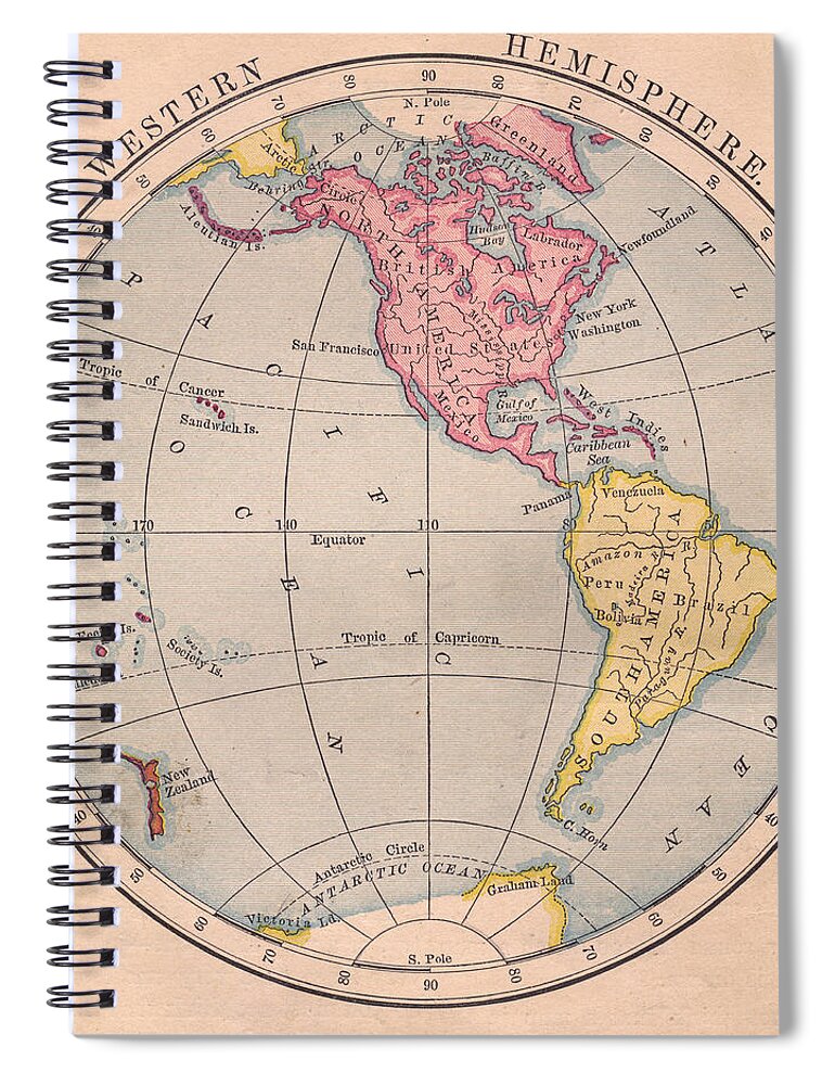1870 Spiral Notebook featuring the photograph Old Color Map Of The Western #1 by Ideabug