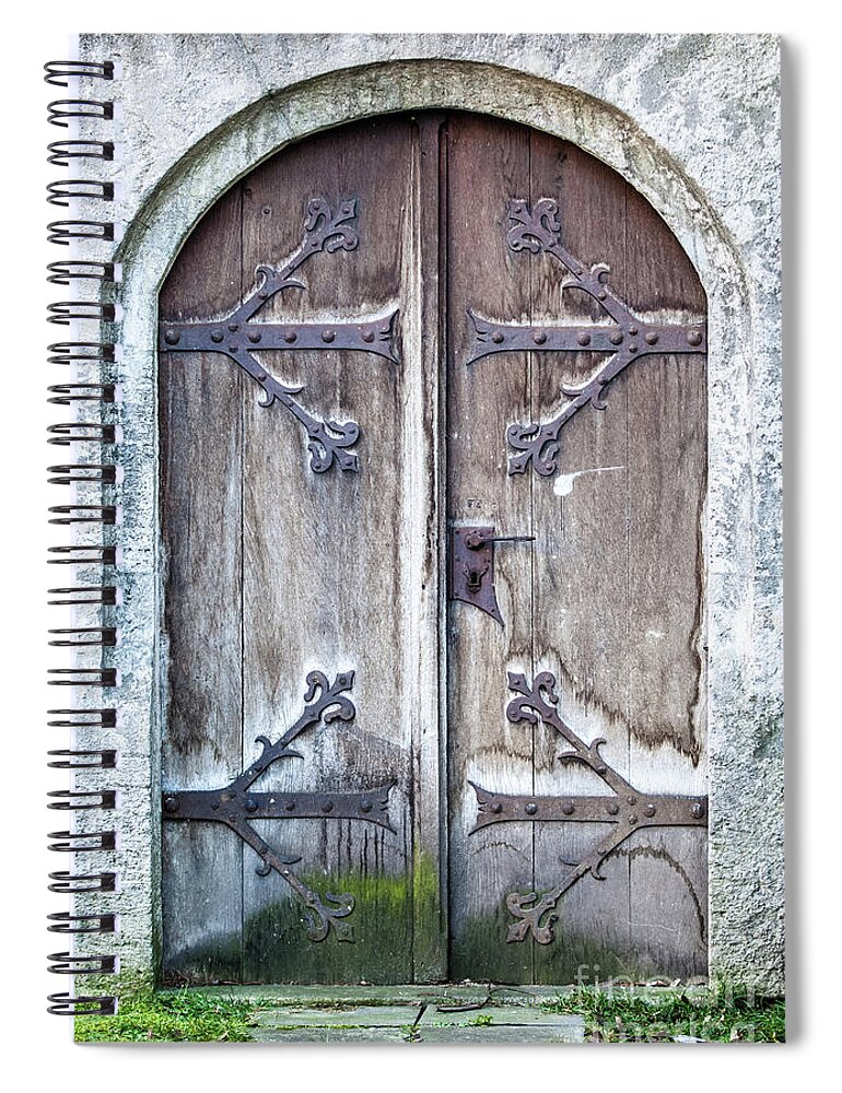 Arch Spiral Notebook featuring the photograph Old Wooden Door #1 by Foottoo