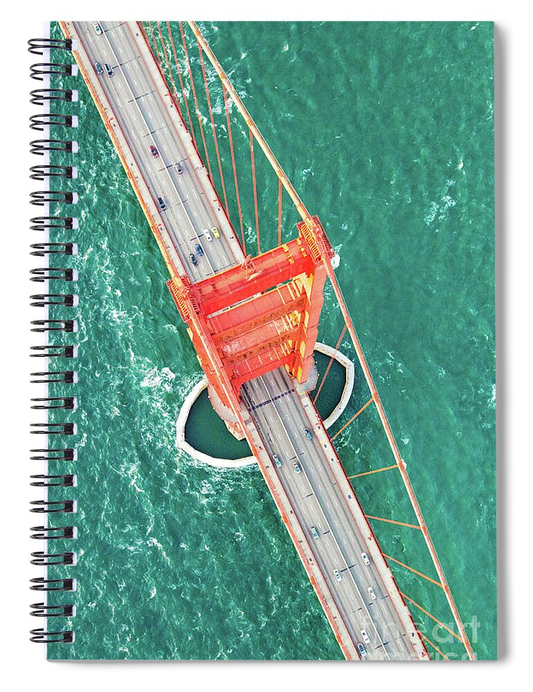 Golden Gate Spiral Notebook featuring the photograph Overhead aerial of Golden gate bridge, San Francisco, USA #1 by Matteo Colombo